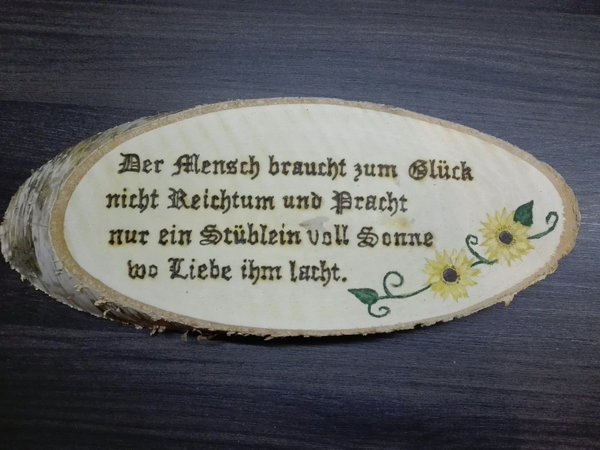 Birkenscheibe Holztürschild mit Wunschtext und -motiv