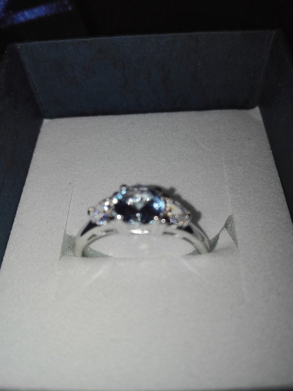 Ring mit Zirkonia Aqua + Weiß echt Silber 925