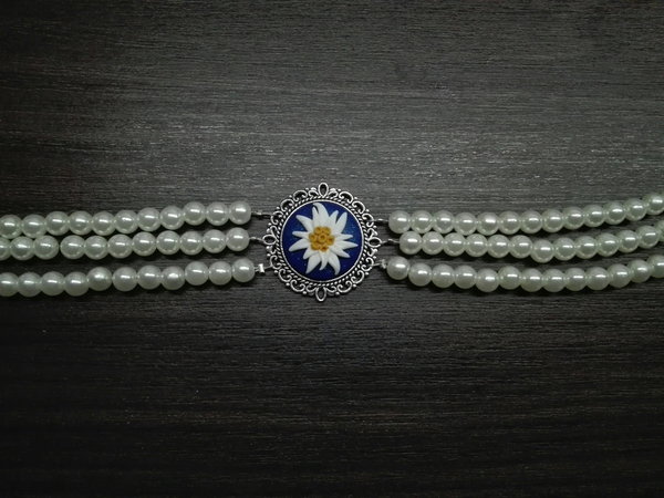 Kropfband Perlen Edelweißtaler Wunschfarbe